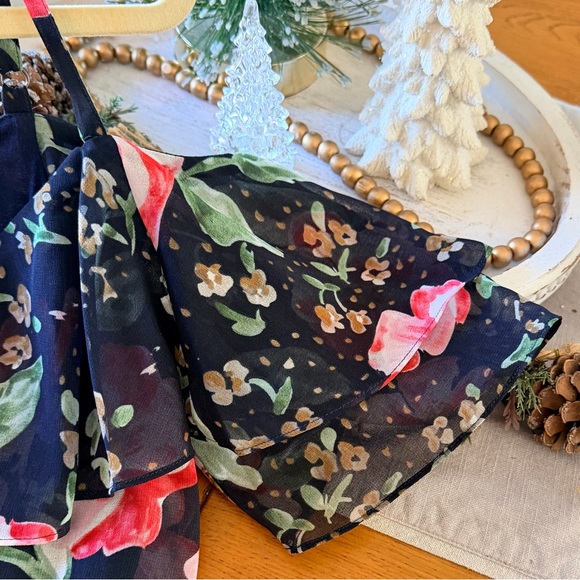 CABI 5220 Cold Shoulder Cami Fairy Tale Floral Whimsygoth Ruffled Blouse Blue - Picture 12 of 15